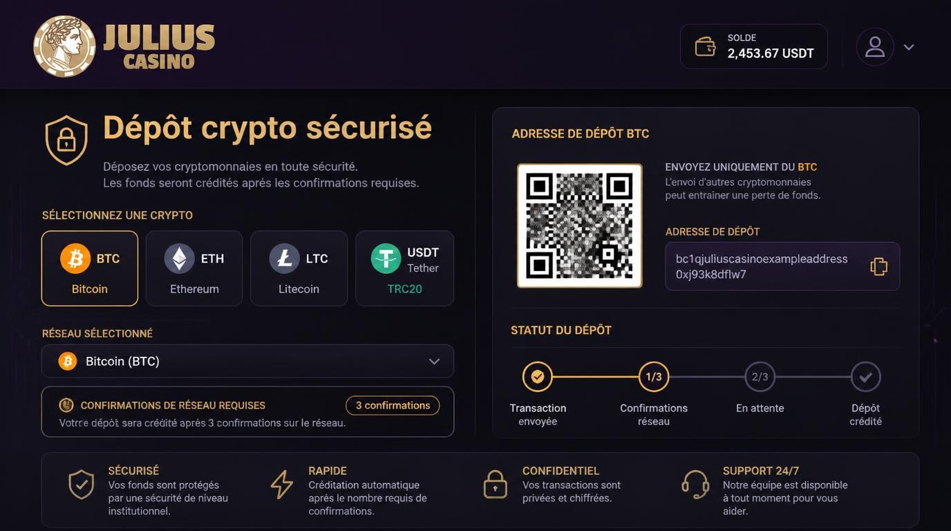 Processus de dépôt en cryptomonnaies étape par étape
