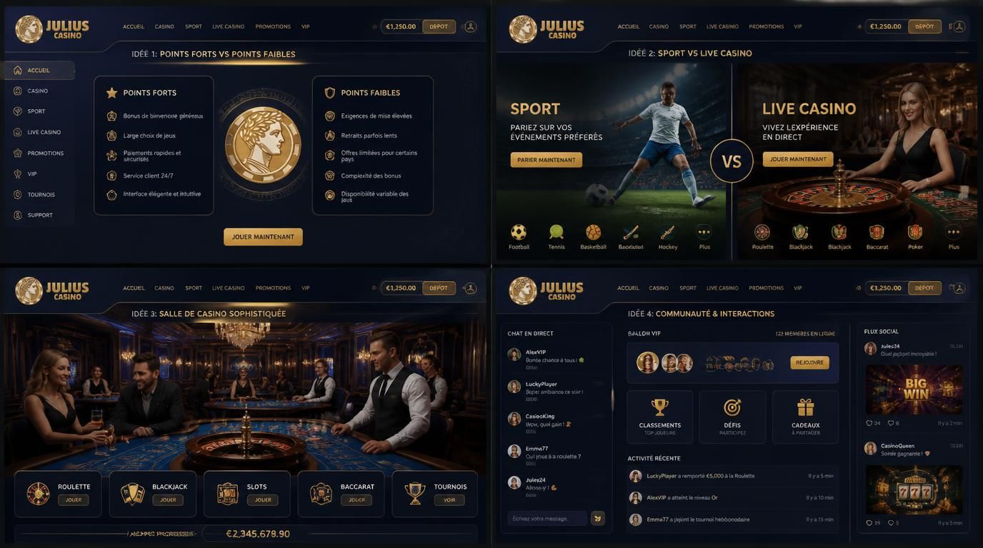 Vue divisé entre sport et live casino, contrastes clairs.