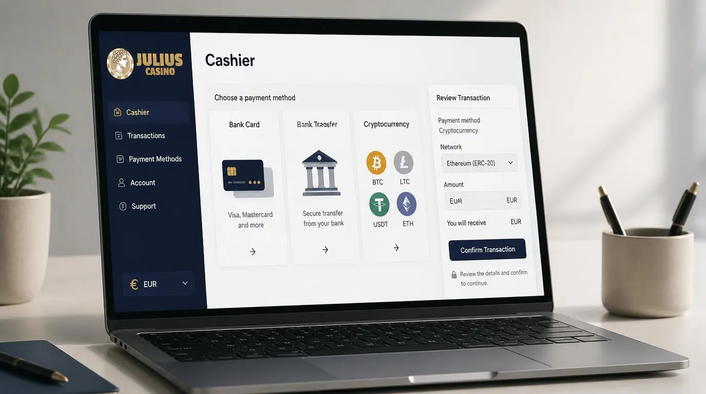 Interface de caisse en euros présentant les cartes bancaires, le virement et les cryptomonnaies